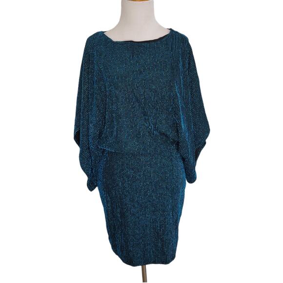 Jay Godfrey Kimono Sleeve Glam Dress Mini Blouson Blue Metallic Women 6 - Picture 1 of 12